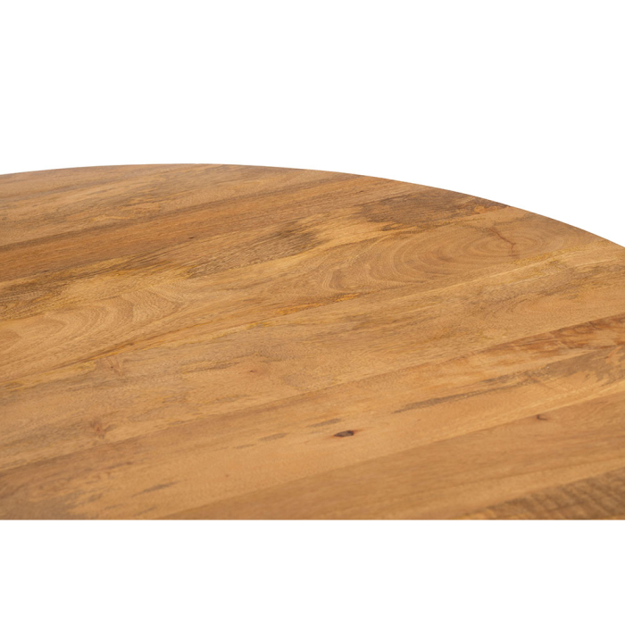 Masă rotundă de dining din lemn de mango cu aspect de nuc [3]