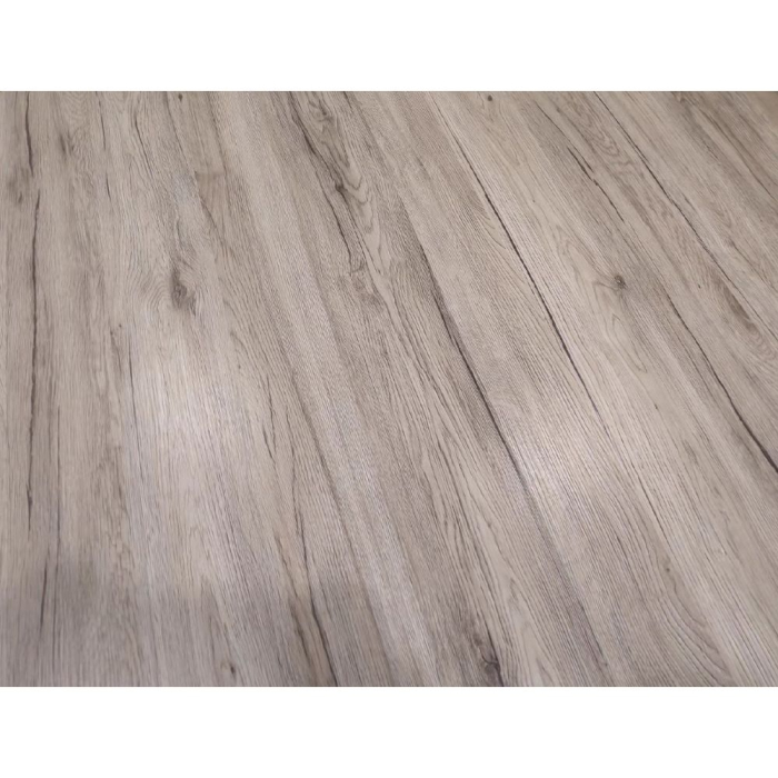 Masă rotundă de dining din MDF cu aspect de lemn de stejar și picioare metalice negre [4]
