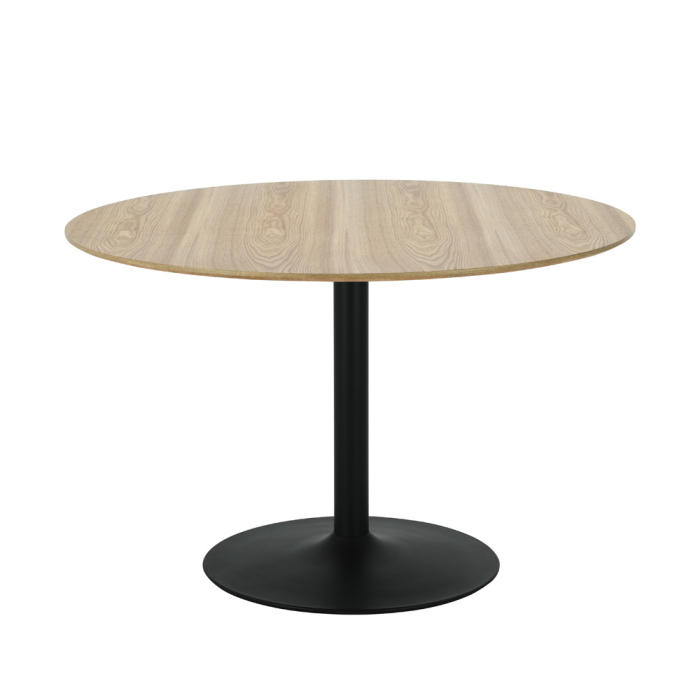 Masă rotundă de dining din MDF cu furnir de stejar [4]