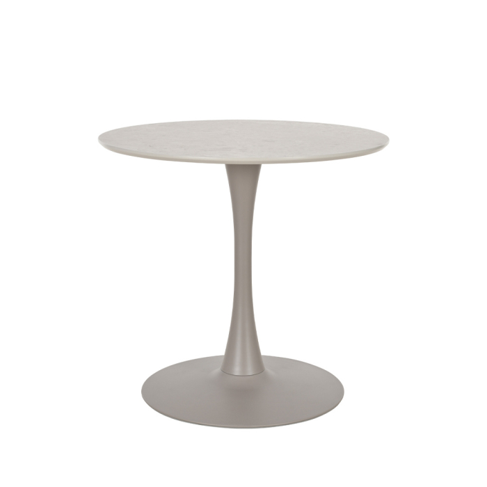 Masă rotundă de dining din MDF melaminat gri cu aspect de marmură [4]