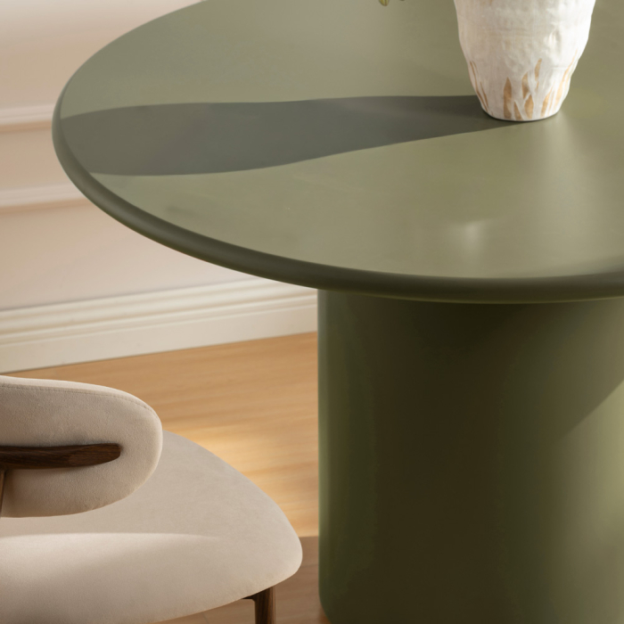 Masă rotundă de dining din MDF vopsit verde olive [2]