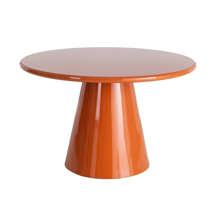 Masă rotundă de dining portocalie cu bază sculpturală [3]