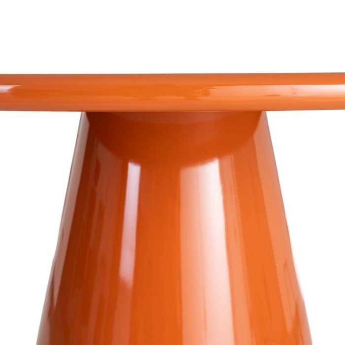 Masă rotundă de dining portocalie cu bază sculpturală [6]