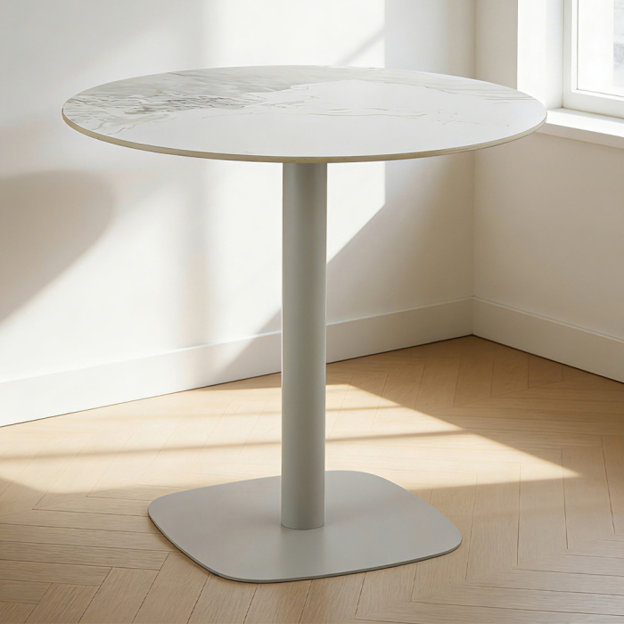 Masă de dining rotundă din ceramică albă [5]