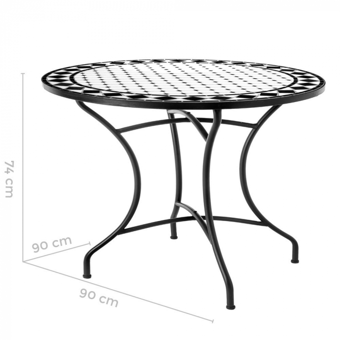 Masă About 90 cm ceramică vitrificată alb-negru [2]