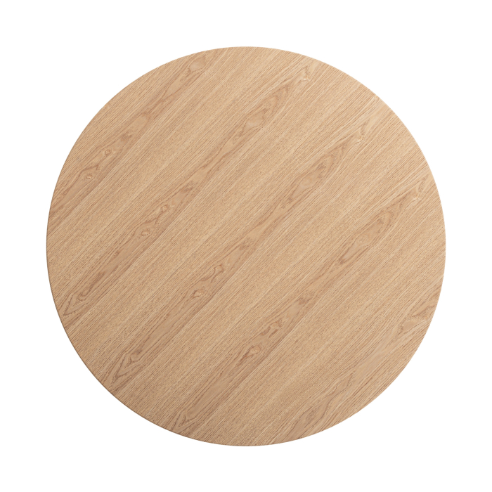 Masă rotundă din lemn deschis cu bază sculpturală pentru dining [6]