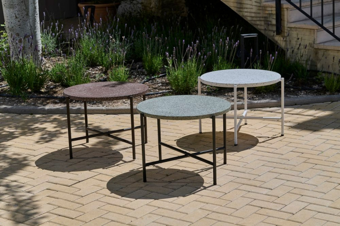 masă terrazzo gri – rotundă, cadru negru, design minimalist industrial [12]