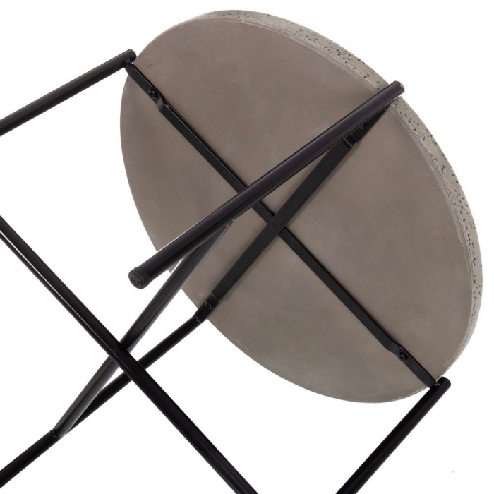 masă terrazzo gri – rotundă, cadru negru, design minimalist industrial [9]