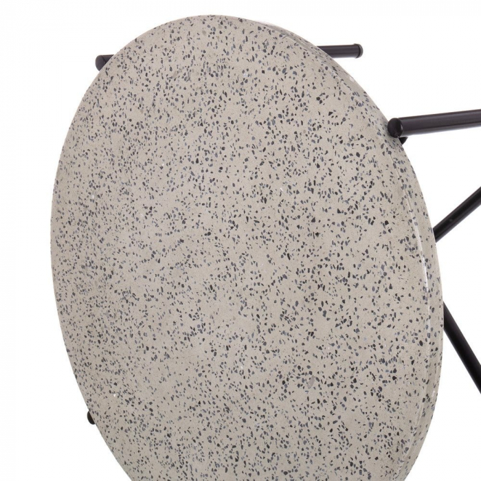 masă terrazzo gri – rotundă, cadru negru, design minimalist industrial [7]