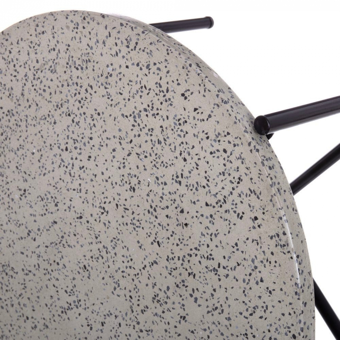 masă terrazzo gri – rotundă, cadru negru, design minimalist industrial [8]