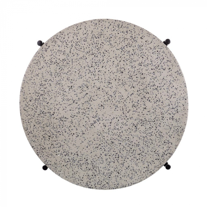 masă terrazzo gri – rotundă, cadru negru, design minimalist industrial [6]