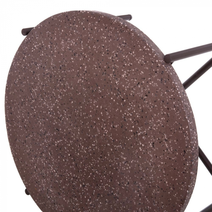 masă TERRAZZO rotundă – terrazzo maro, fier forjat, stil industrial [6]