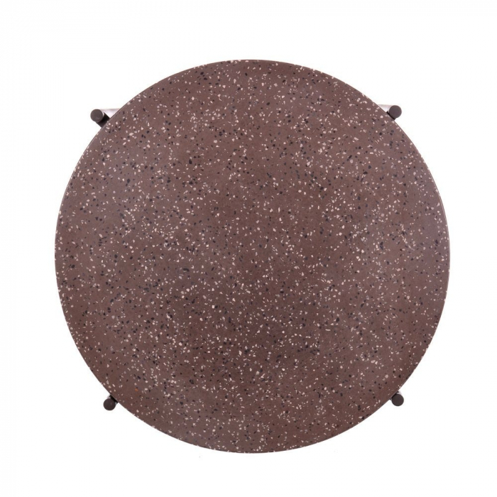 masă TERRAZZO rotundă – terrazzo maro, fier forjat, stil industrial [4]