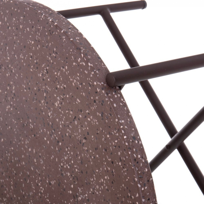 masă TERRAZZO rotundă – terrazzo maro, fier forjat, stil industrial [5]