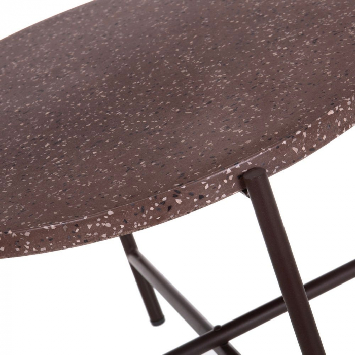masă TERRAZZO rotundă – terrazzo maro, fier forjat, stil industrial [3]