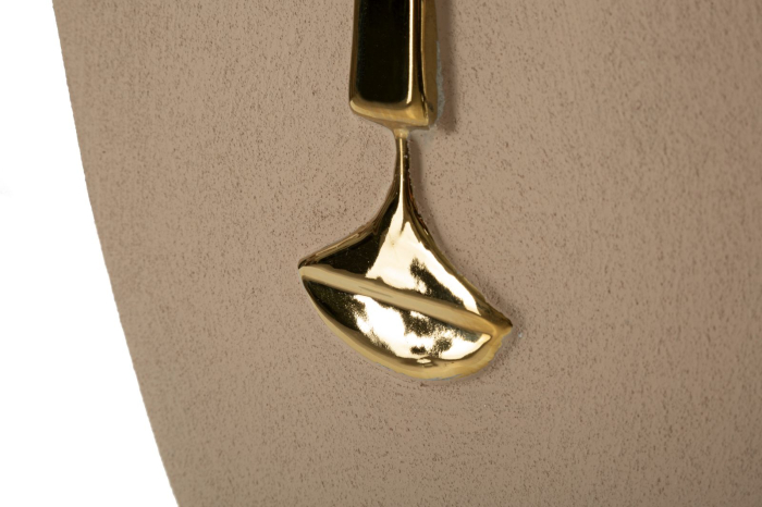 Mască decorativă de perete din ceramică maro cu detalii aurii design artistic [3]