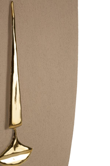 Mască decorativă de perete din ceramică maro cu detalii aurii design artistic [4]