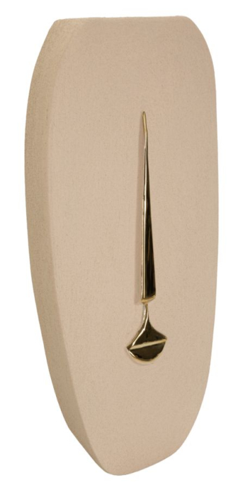 Mască decorativă de perete din ceramică maro cu detalii aurii design artistic [2]