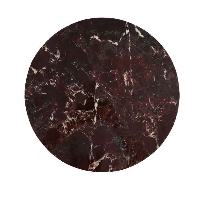 Măsuță auxiliară din metal maro cu blat rotund din marmură sintetică [2]