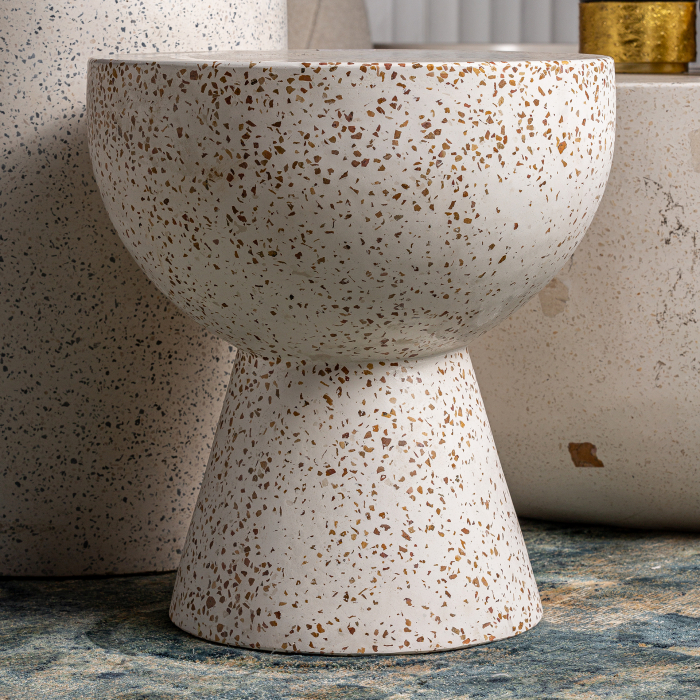Masuta auxiliara contemporana terrazzo alb|Masute decorative [5]