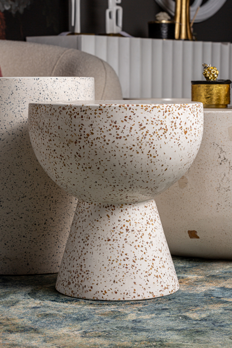 Masuta auxiliara contemporana terrazzo alb|Masute decorative [6]