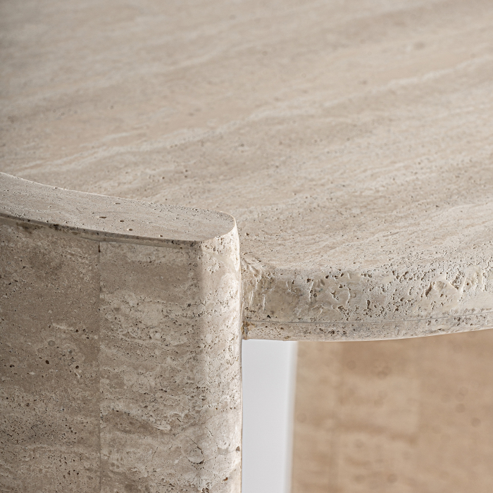 Măsuță auxiliară din travertin bej geometrică [4]