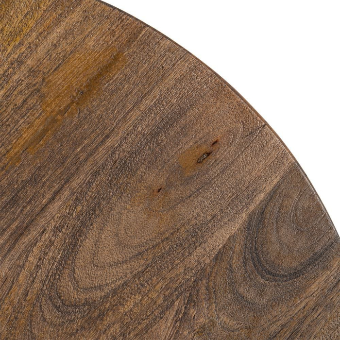 Măsuță auxiliară rotundă din lemn de mango cu bază sculpturală [9]