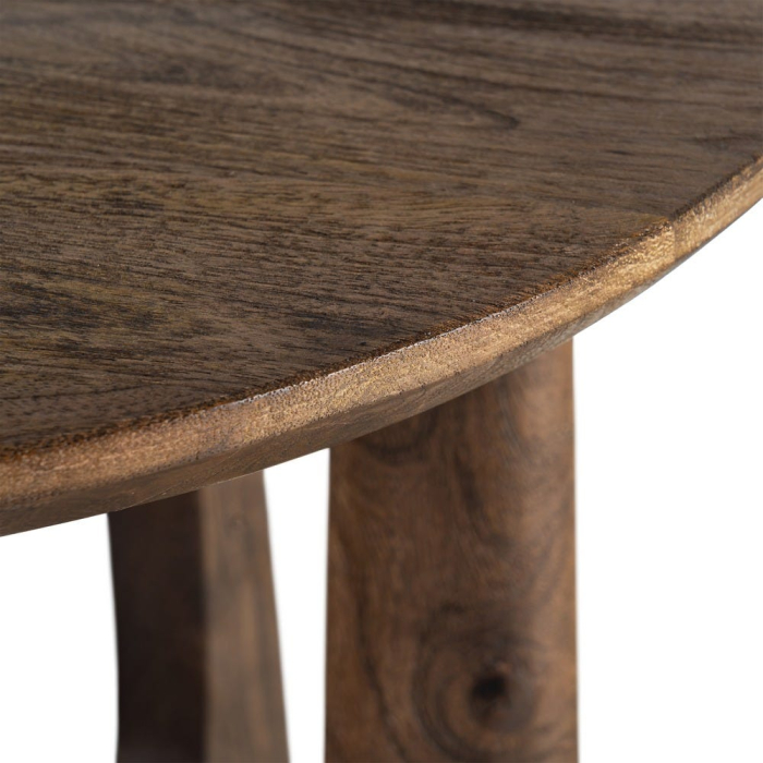 Măsuță auxiliară rotundă din lemn de mango cu bază sculpturală [4]