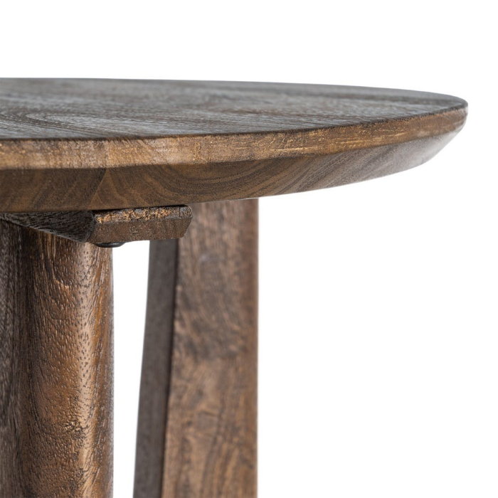 Măsuță auxiliară rotundă din lemn de mango cu bază sculpturală [5]