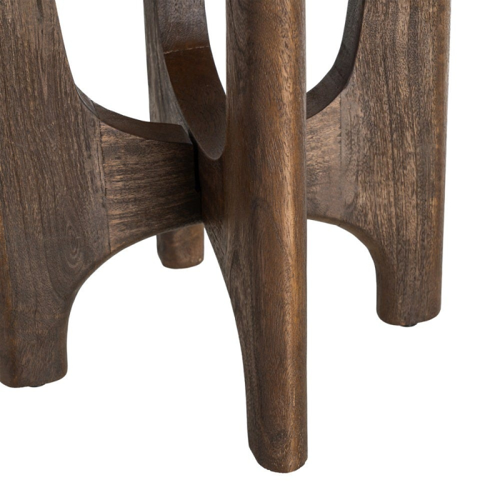 Măsuță auxiliară rotundă din lemn de mango cu bază sculpturală [7]