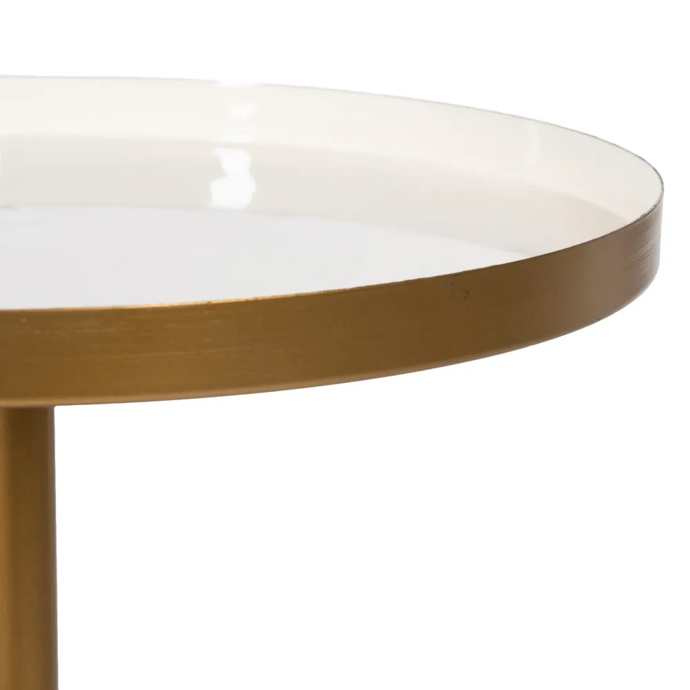 Masuta auxiliara rotunda metal, alb auriu - CreativDeco.ro [6]