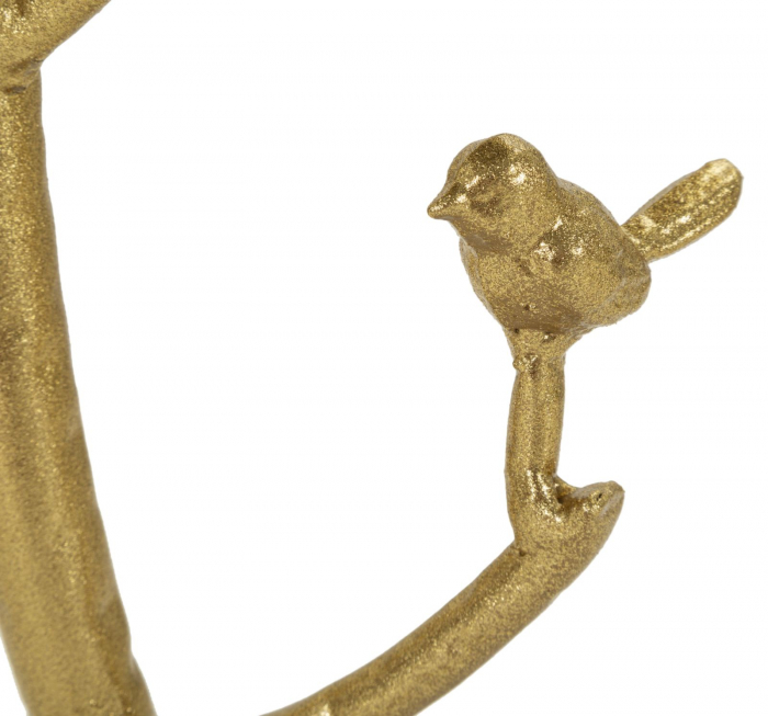 Măsuță aurie decorativă Birds cu blat rotund marmură și elemente sculptate cu păsări [5]