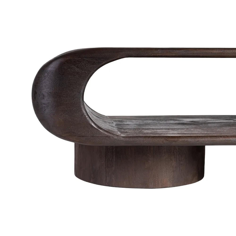 Măsuță mango maro închis cu spațiu de depozitare și design curbat [7]