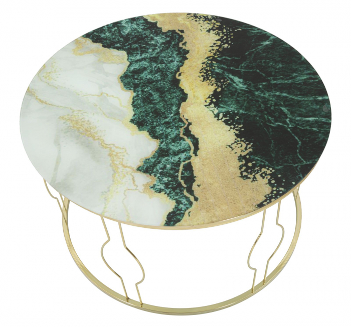 Masuta cafea Greeny, fier auriu, sticla multicolor - creativdeco.ro [3]