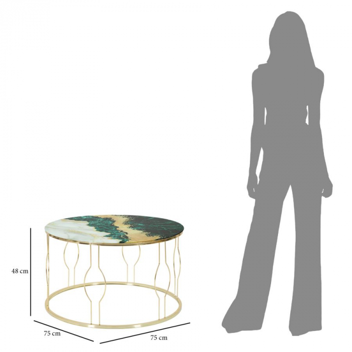 Masuta cafea Greeny, fier auriu, sticla multicolor - creativdeco.ro [6]