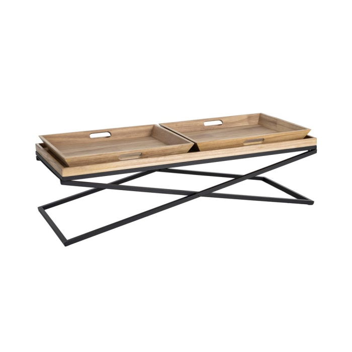 Măsuță de cafea joasă cu blat tip tavă din MDF și structură metalică [2]