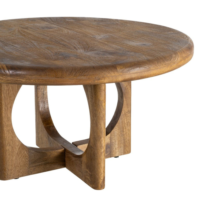 Măsuță de cafea joasă rotundă din lemn de mango [3]