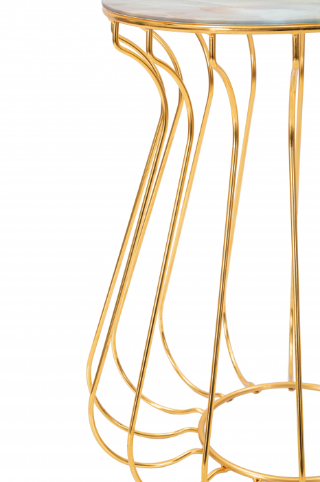 Masuta cafea aurie cu blat multicolor Lale | creativdeco.ro [4]