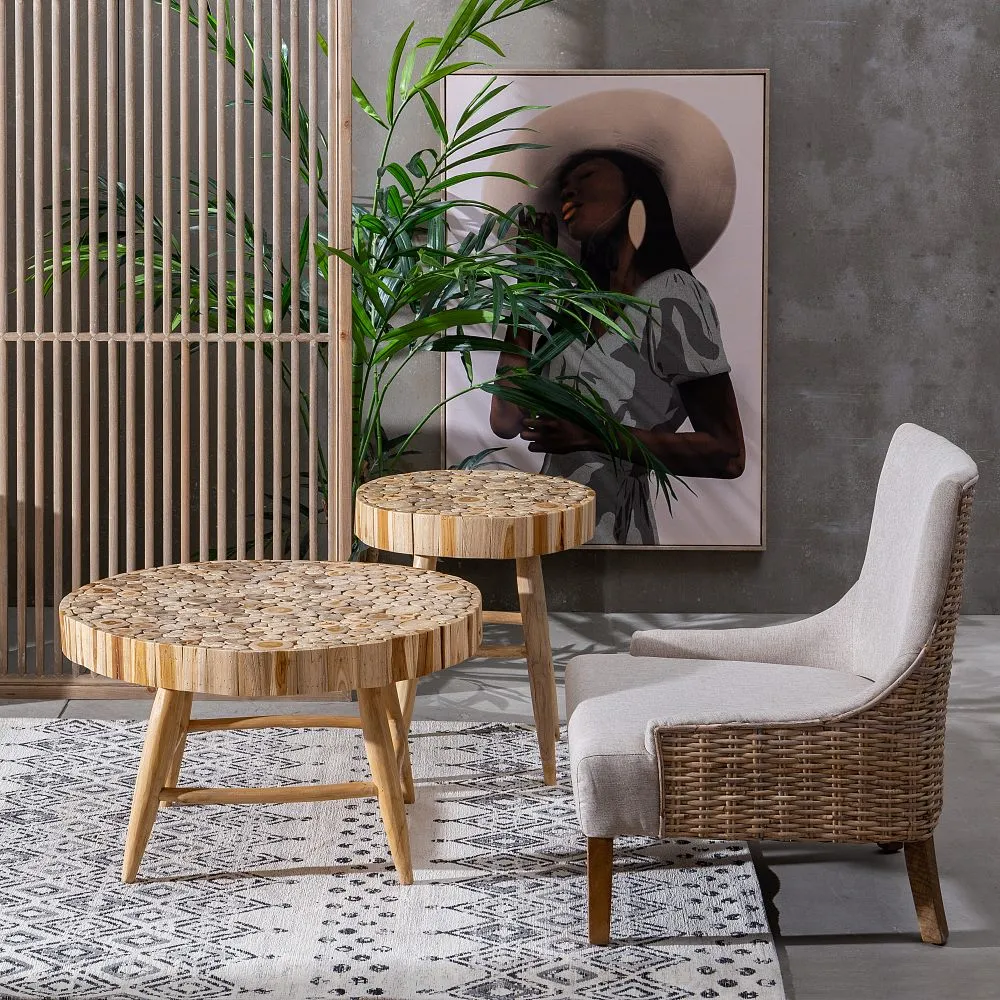 Masuta cafea lemn de tec, culoare natural - CreativDeco.ro [3]