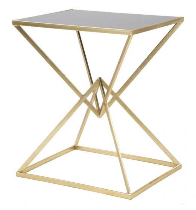 Masuta consola Piramid, fier/sticla, auriu/negru - creativdeco.ro [3]