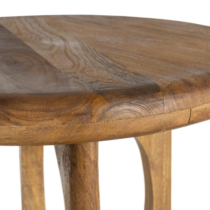 Măsuță de cafea rotundă din lemn de mango cu bază sculpturală [4]