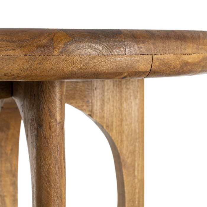 Măsuță de cafea rotundă din lemn de mango cu bază sculpturală [7]