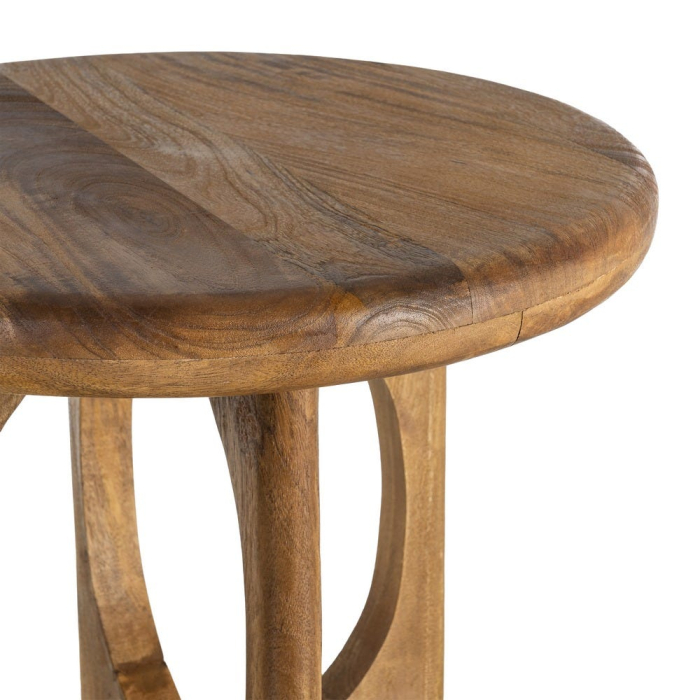 Măsuță de cafea rotundă din lemn de mango cu bază sculpturală [3]