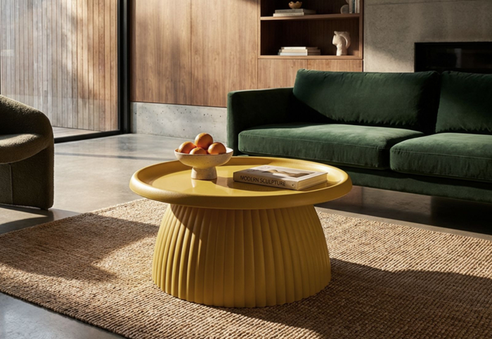 Masuta cafea rotunda plastic mustar 70x35 cm [5]