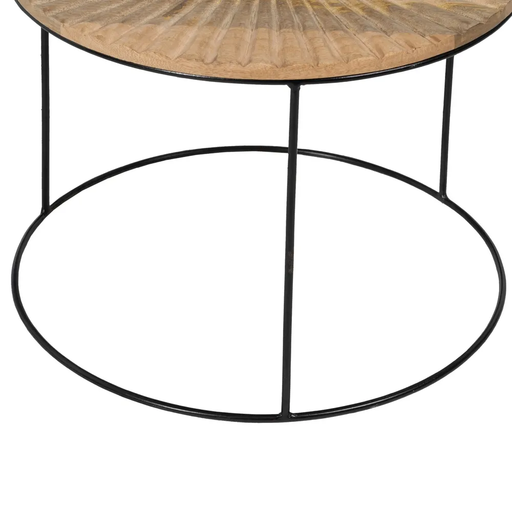 Masuta cafea rotunda mango metal, lemn natural negru [4]