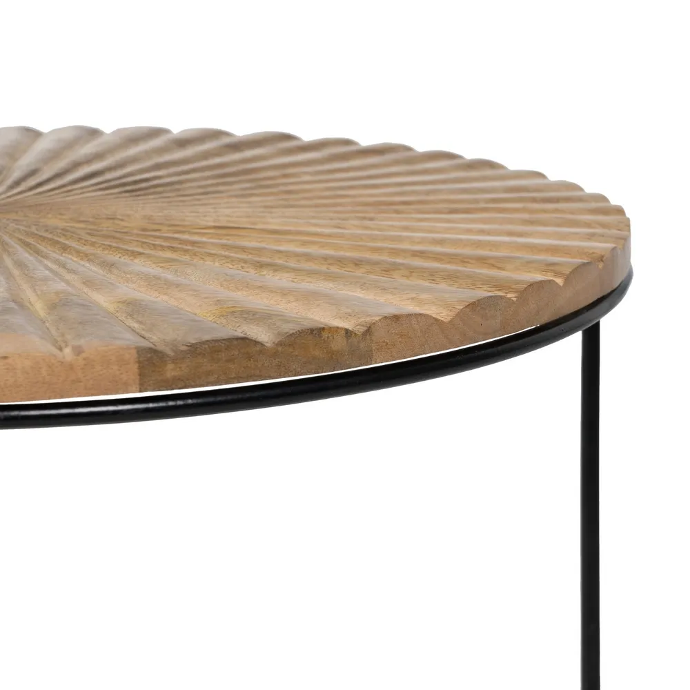 Masuta cafea rotunda mango metal, lemn natural negru [8]