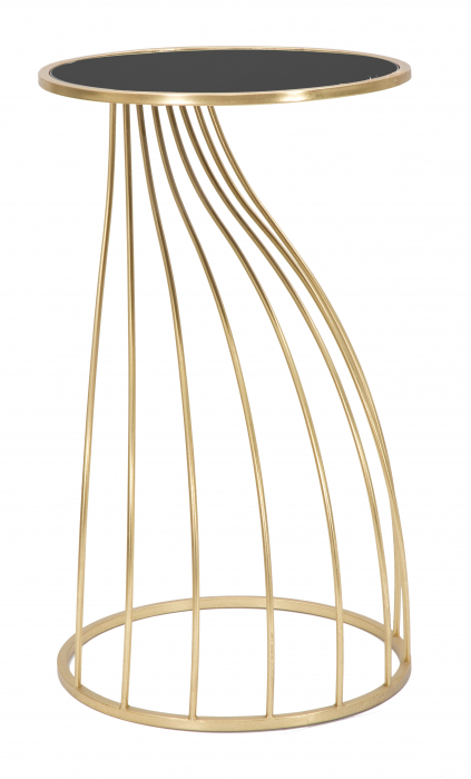 Masuta consola Flush,fier/sticla,auriu/negru [4]