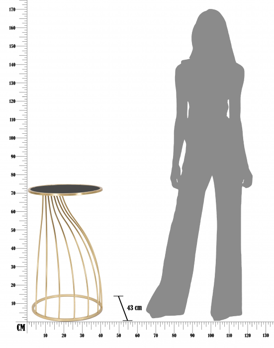 Masuta consola Flush,fier/sticla,auriu/negru [9]