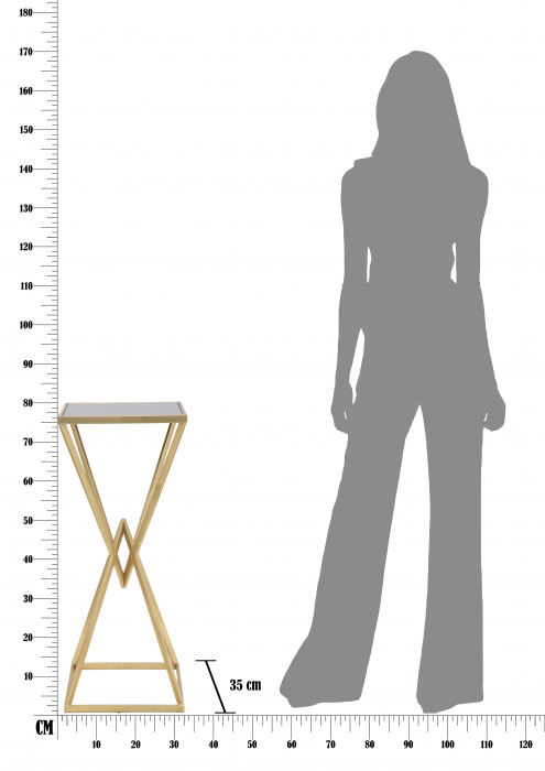 Masuta/consola Piramid, fier/sticla, auriu/negru [9]