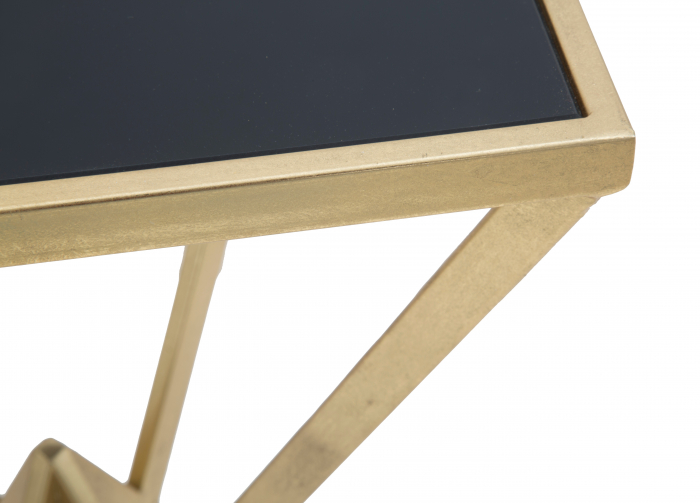 Masuta/consola Piramid, fier/sticla, auriu/negru [7]